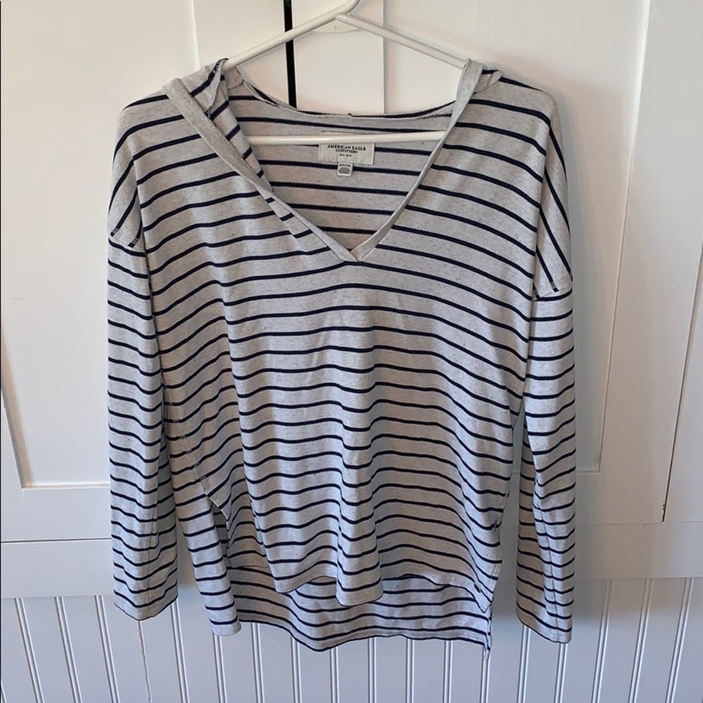 American Eagle Striped Hooded Sweatshirt